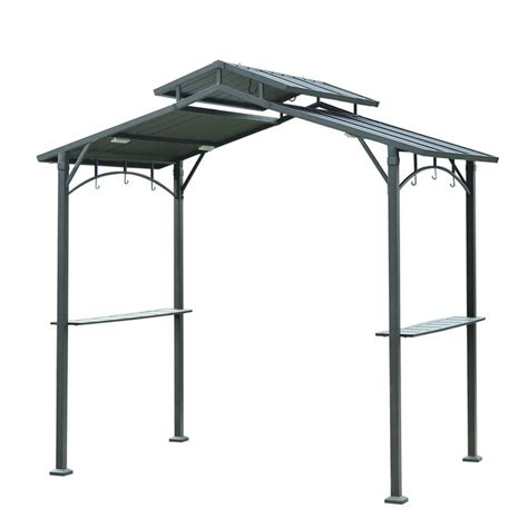 Sunjoy Matt Black Metal Rectangle Grill Gazebo (Exterior: 5-ft x 8-ft ...