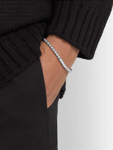 LE GRAMME Le 25 Beaded Polished Sterling Silver Bracelet For Men MR