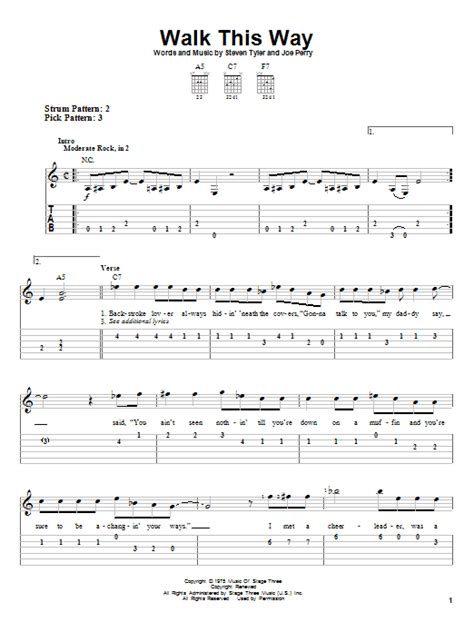 Walk This Way by Aerosmith - Easy Guitar Tab - Guitar Instructor