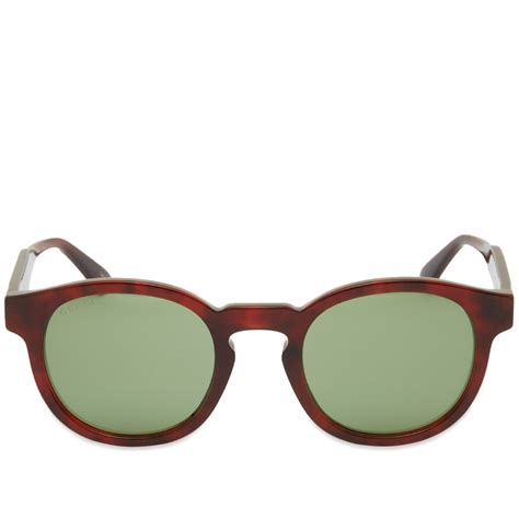 Gucci Eyewear Round Frame Acetate Sunglasses Havana And Green End Us