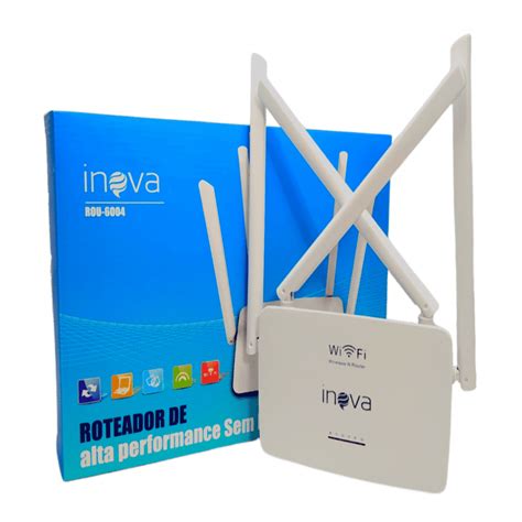 Roteador Wifi 4 Antenas Wireless Inova ROU 6004 Woostmark