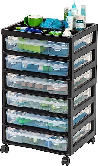 Iris 150816 6 Drawer Scrapbook Cart With Organizer Top Black Amazon