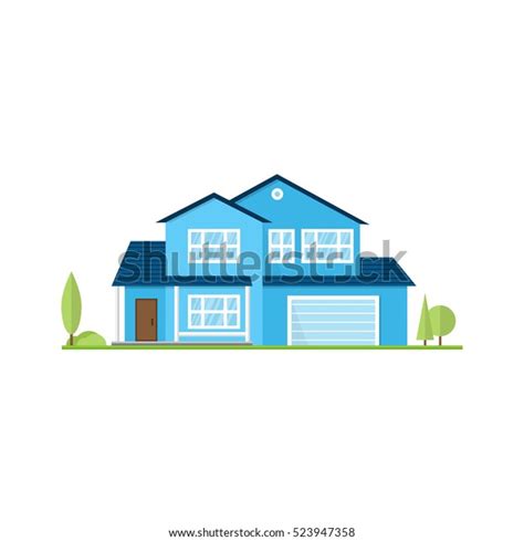 Vector Flat Icon Suburban American House Stock Vector Royalty Free