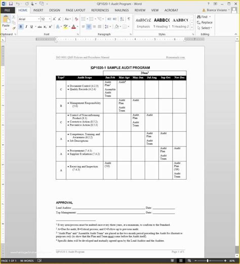 Iso 9001 forms Templates Free Of Audit Program iso Template ...