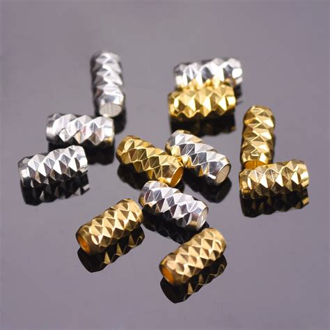 Lot De Perles D Espacement En Forme De Tube Plaqu Es Or Argent Pour