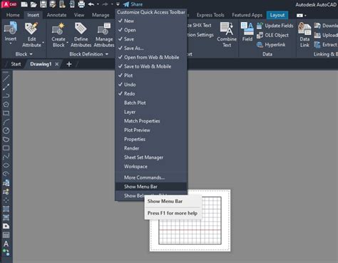 How To Turn On The Menu Bar In Autocad Products