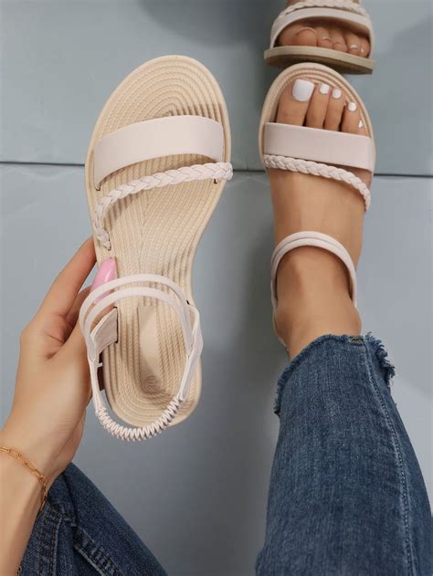 Sandalias con diseño trenzado tira tobillera Moda de Mujer Stylish