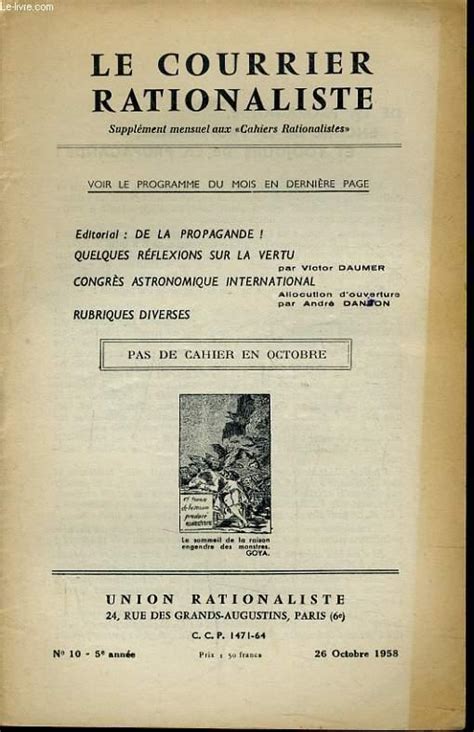 LE COURRIER RATIONALISTEn10 supplément mensuel aux cahiers De la