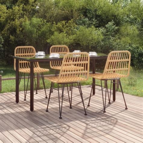 VidaXL 5 Piece Patio Dining Set Poly Rattan 63 Table Length5 Pcs