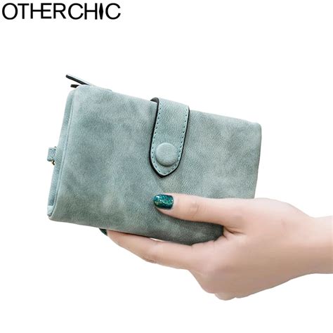 Otherchic Nubuck Mulheres De Couro Curto Carteiras Moda Feminina