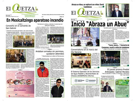 Nuestra Portada Edici N Noviembre El Quetzal De Cholula