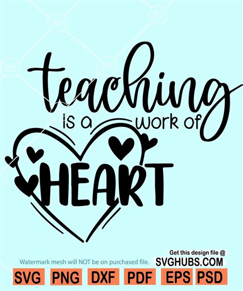 Digital Teacher Svg Teach With Love Svg Teaching Is A Work Of Heart Svg