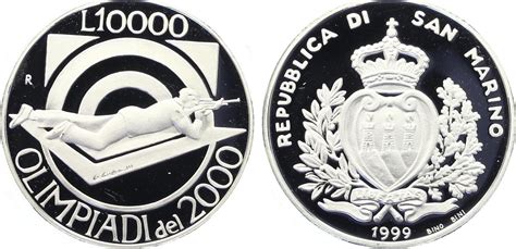 San Marino 10000 Lire 1999 Olympiade Olympia Proof MA Shops