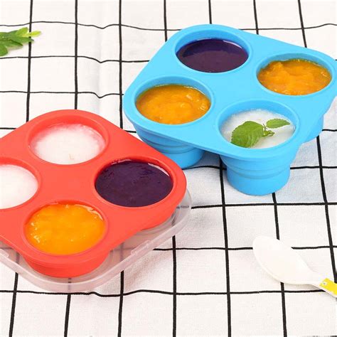 Silicone Baby Collapsible Food Storage Containers with Lid BPA Free|Collapsible Food Storage ...