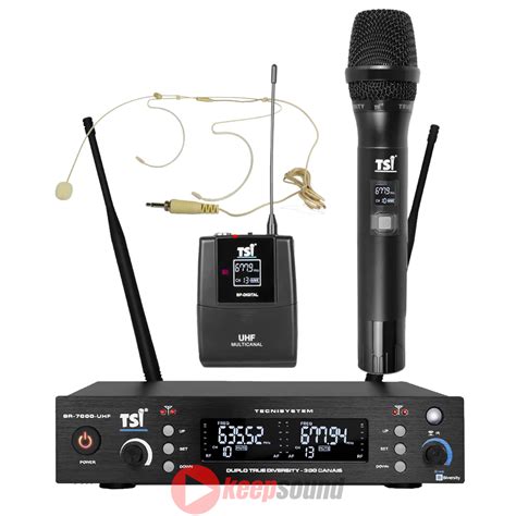 Kit Microfone Sem Fio Mão Headset BR 7000 CLI UHF TSI KEEPSOUND