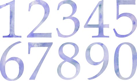 Set Of Hand Painted Watercolor Numbers Bright Blue Color Isolated On