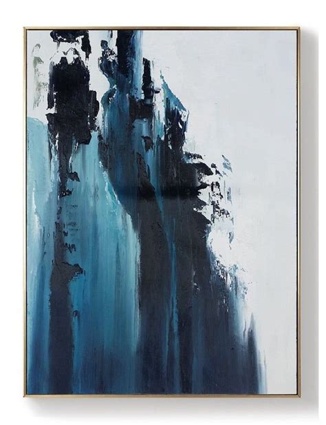 Large Dark Blue Abstract Paintingwhite Abstract - Etsy | Blue art ...