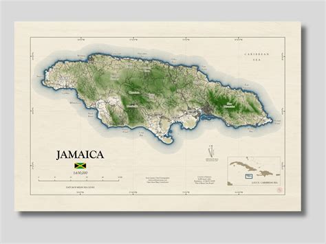 Jamaica Map Jamaican Island Maps Jamaica Print Jamaica Map Art