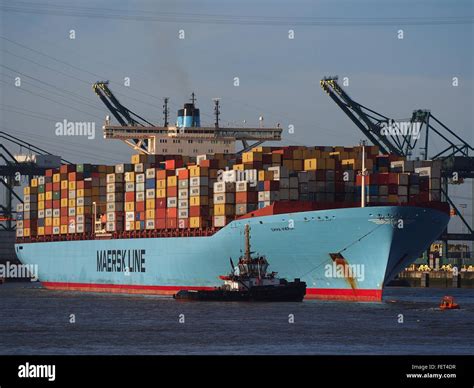 Emma Maersk Ship 2006 Imo 9321483 Schelde Port Of Antwerp Pic5 Stock