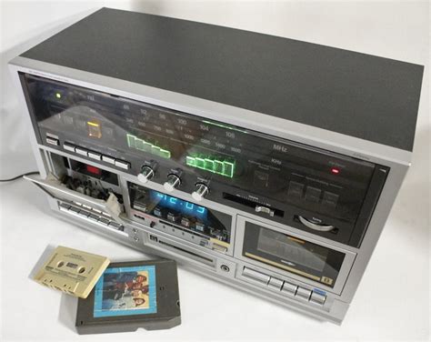 Vintage 80s Stereo System Dual Cassette Tape 8 Track Player Amfm Radio Digital Alarm Clock