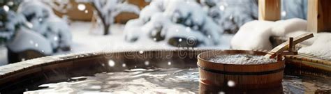 Serene Japanese Onsen Hot Spring In Winter Stock Illustration Illustration Of Water Comfort
