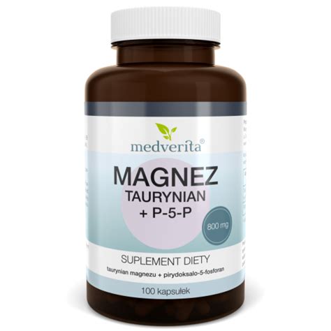 Magnez taurynian P 5 P 100 kapsułek Medverita suplementy diety