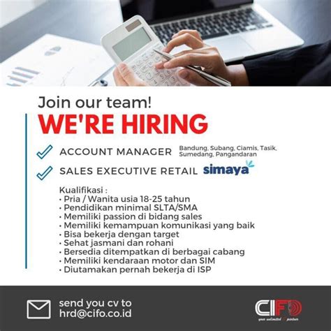 Lowongan Kerja Account Manager Sales Executive Retail Simaya Di PT