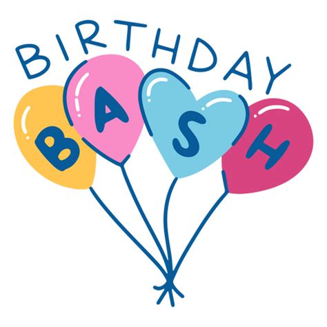 Birthday Bash Logo With Balloons And The Word Birthday Bash PNG & SVG ...