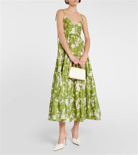 Azami Floral Midi Dress In Green Erdem Mytheresa