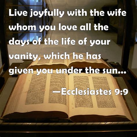 Ecclesiastes 9:9 Live joyfully with the wife whom you love all the days of the life of your ...