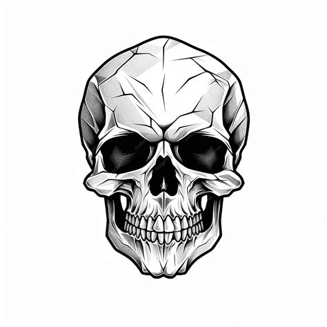 Premium Vector | A black and white drawing of a skull with a white face ...