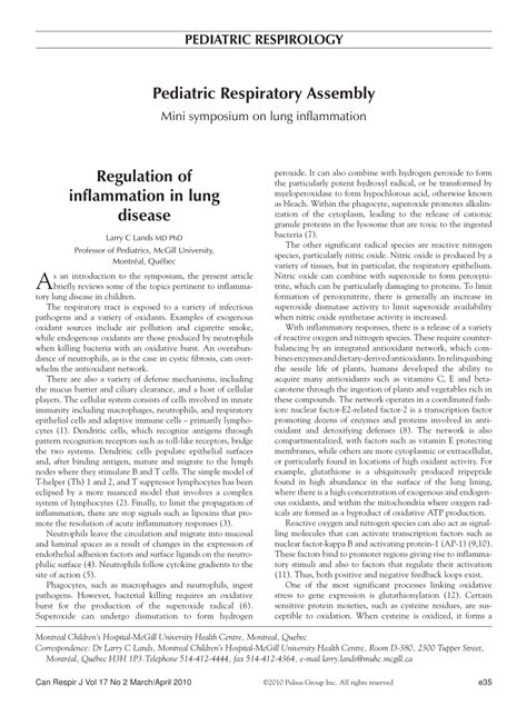 Pdf Pediatric Respiratory Assembly Mini Symposium On Lung Inflammation