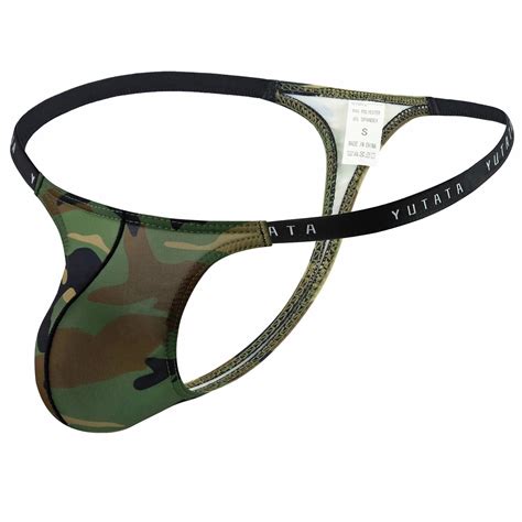 European Fashion Low Rise Sexy Underwear Men G Strings Thongs T Bags U Convex Camouflage Mens