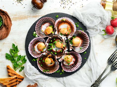 Scallops Half Shell Gourmet Scallops Raw Kai Gourmet