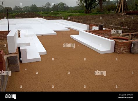 Laying Esp Structural Polystyrene As Highly Insulated Layer On Passive Slab Foundation Uk Stock