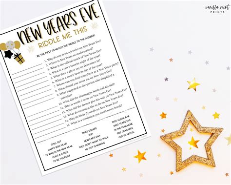 New Years Eve Riddle Me This Game New Years Printable Games Etsy