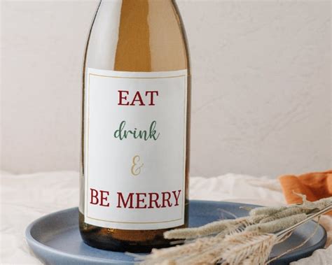 Editable Christmas Wine Bottle Labels, Personalized Wine Labels ...