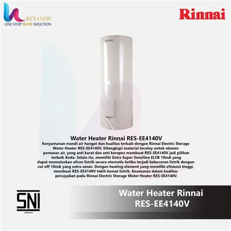 Jual Water Heater Listrik Rinnai 140 Liter Vertical RES EE4140V W Di