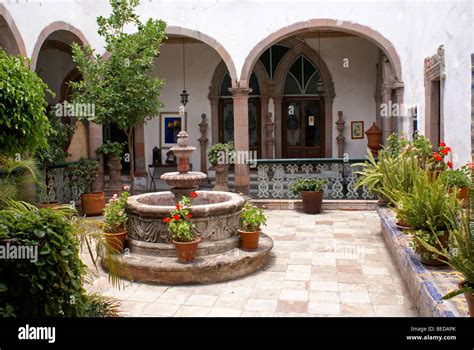 Interior Courtyard Of A Spanish Colonial House In San Miguel De Allende