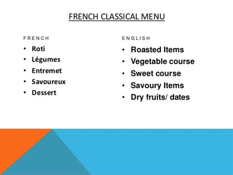 French Classical Menu