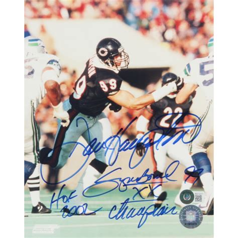 Dan Hampton Signed Bears 8x10 Photo Inscribed HOF 2002 Super Bowl