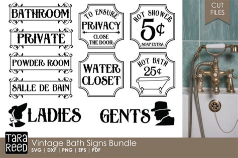 Vintage Bathroom Signs Bundle