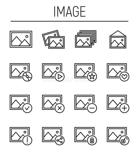 Set Of Image Icons In Modern Thin Line Style Stock Vector