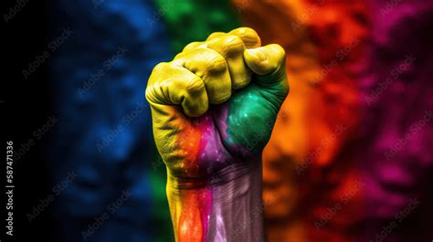 Gay Pride Concept The Hand Is Painted With A Rainbow Gay Pride Lgbt B Rainbow Flag Generative