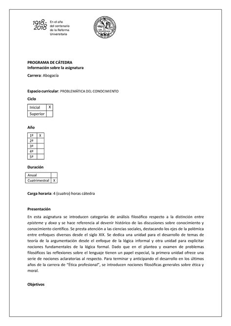 Programa Problemática 2022 Cátedra B PROGRAMA DE CÁTEDRA Información