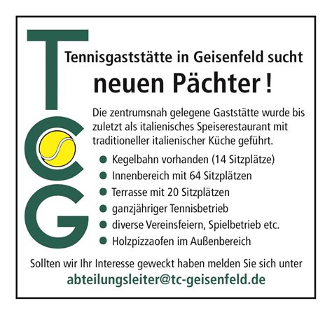 Wir suchen einen neuen Pächter für unsere Gaststätte