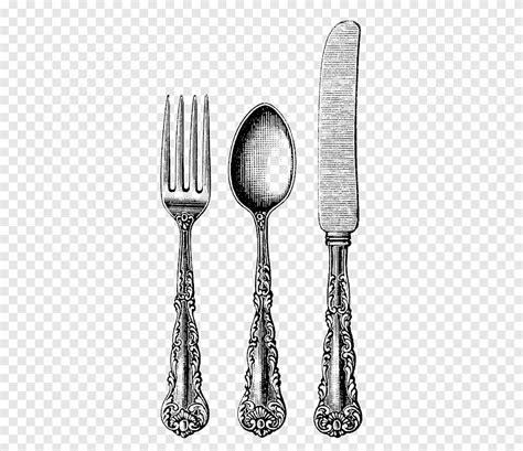 Spoon Fork And Knife Illustration Cutlery Trio Vintage Kitchenware