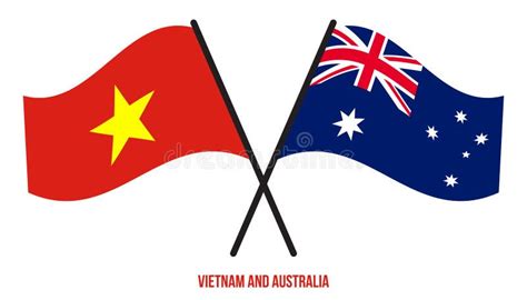 Vietnam And Australia Two Flags On Flagpoles And Blue Sky Stock