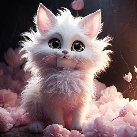 Cute Pink Kitty By Teksha Art On Deviantart