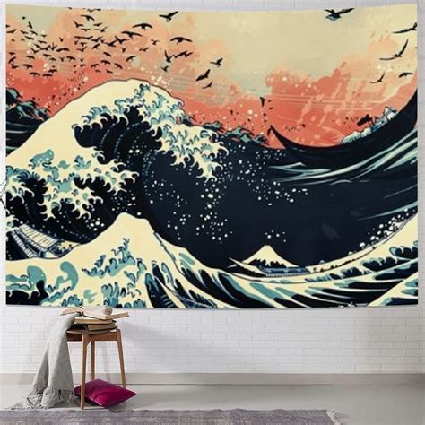 Pratyus The Great Wave Tapestry Japanese Ocean Sea Wave Tapestries